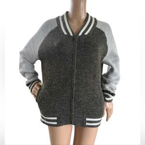 Selfie Couture By Trendology Bomber Knit Sweater Jacket Varsity